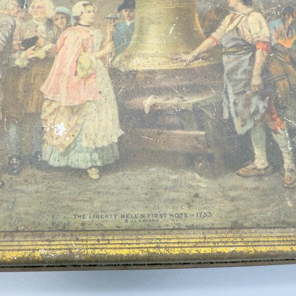 Vtg Set Tindeco Liberty Bell First Note Birth of our Nations Flag Centennial Tin - Picture 8 of 10